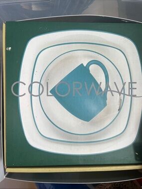 Teal Dinnerware Set - Teal Square Plate and Mug